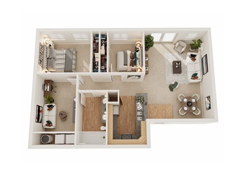 Floor plan for 2 beds, 1 bath, 1200 sqft